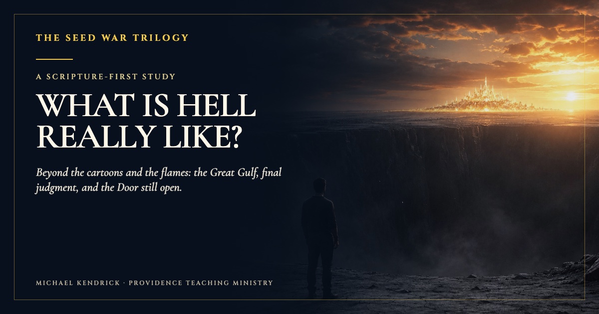 Artistic illustration accompanying the study of Hell and judgment.