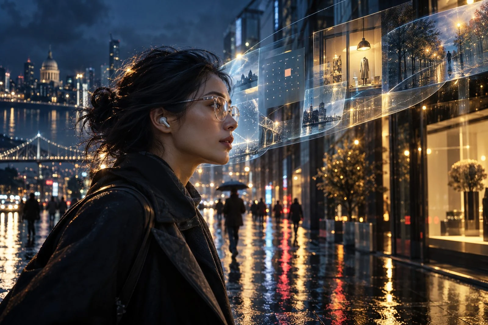 Conceptual illustration of smart glasses and personal perception.