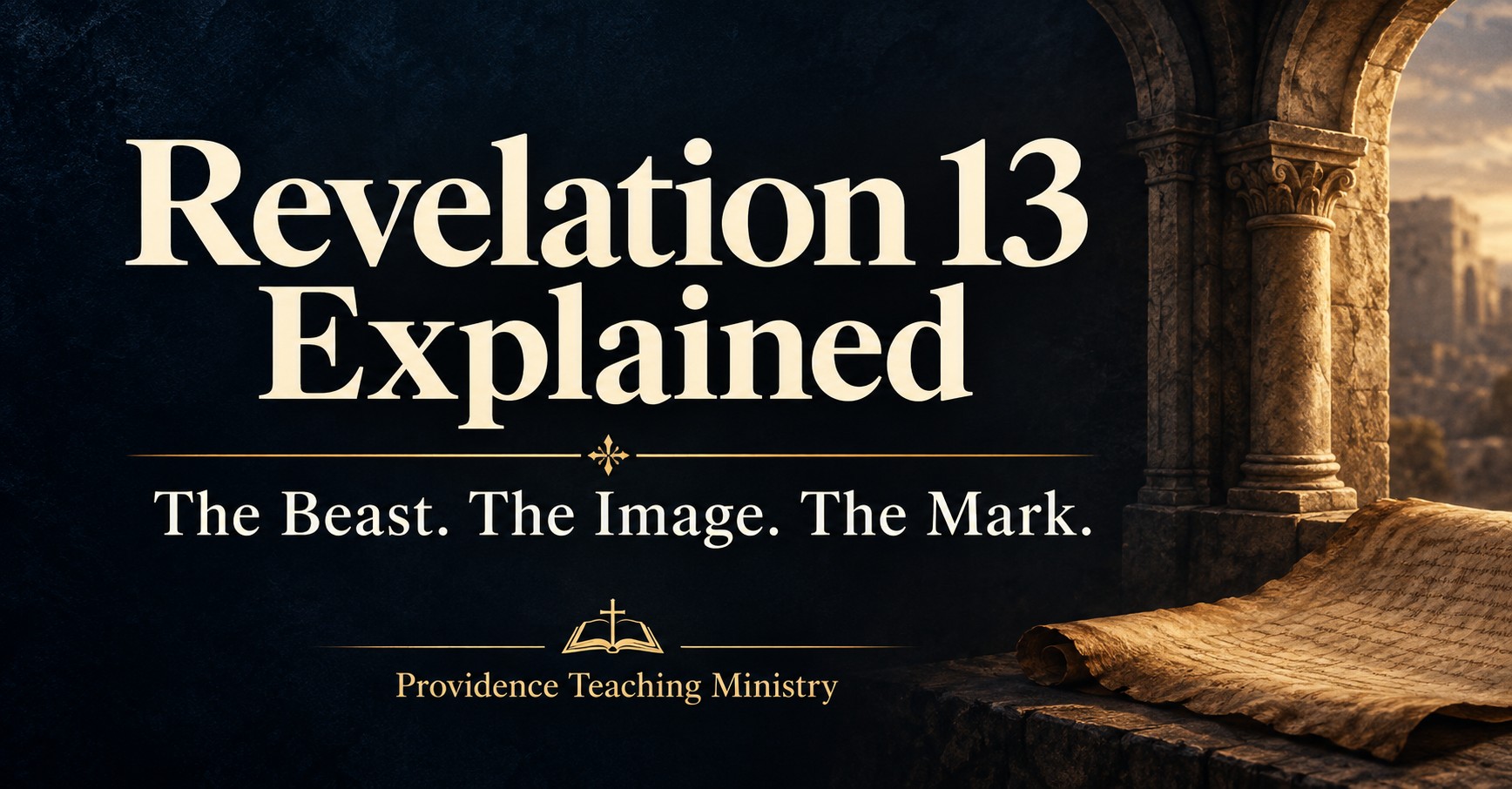 Revelation 13 Explained title artwork: The Beast. The Image. The Mark.